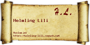 Helmling Lili névjegykártya